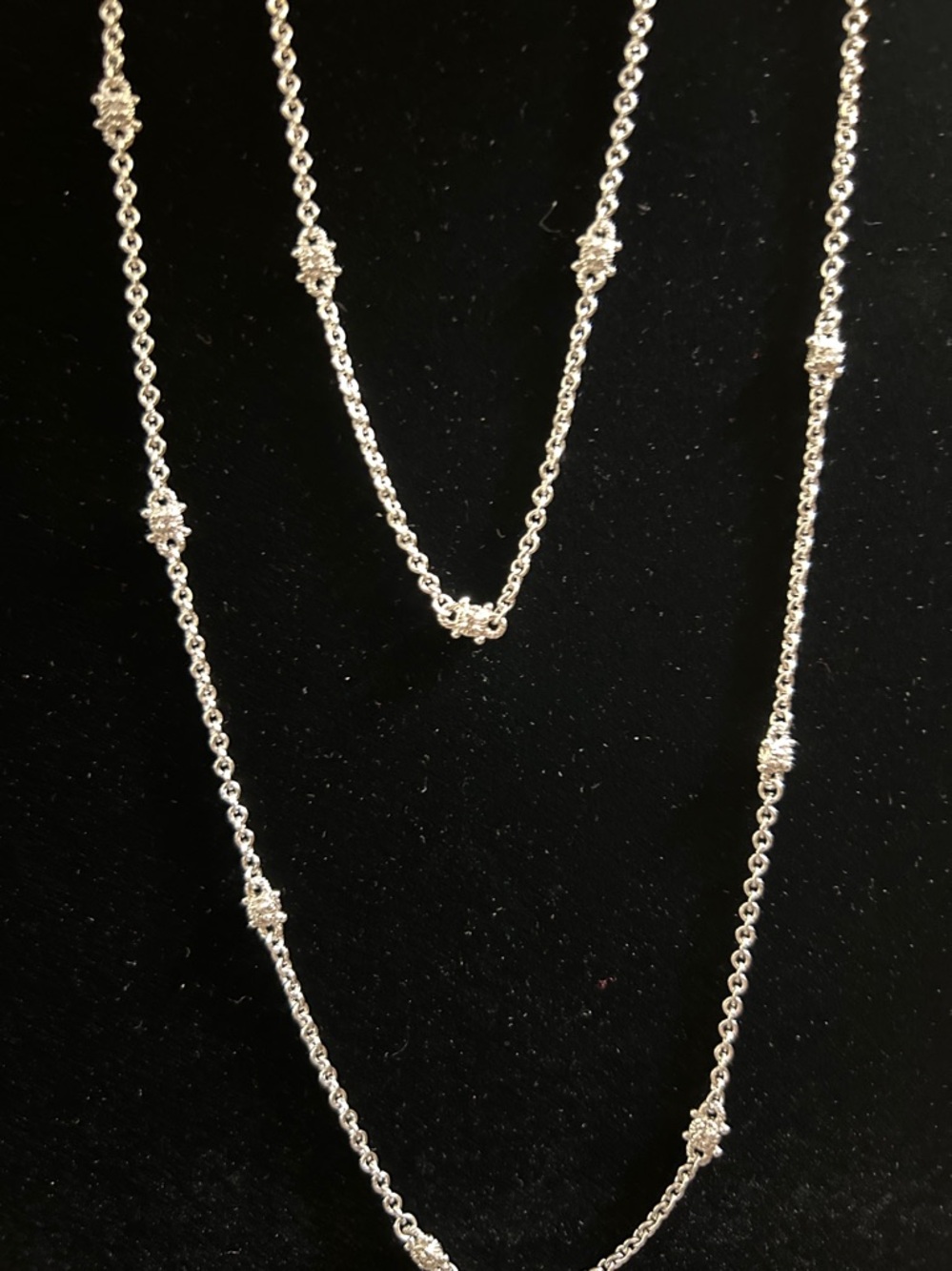 Judith Ripka Delicate long sterling Silver Station 36 inch necklace